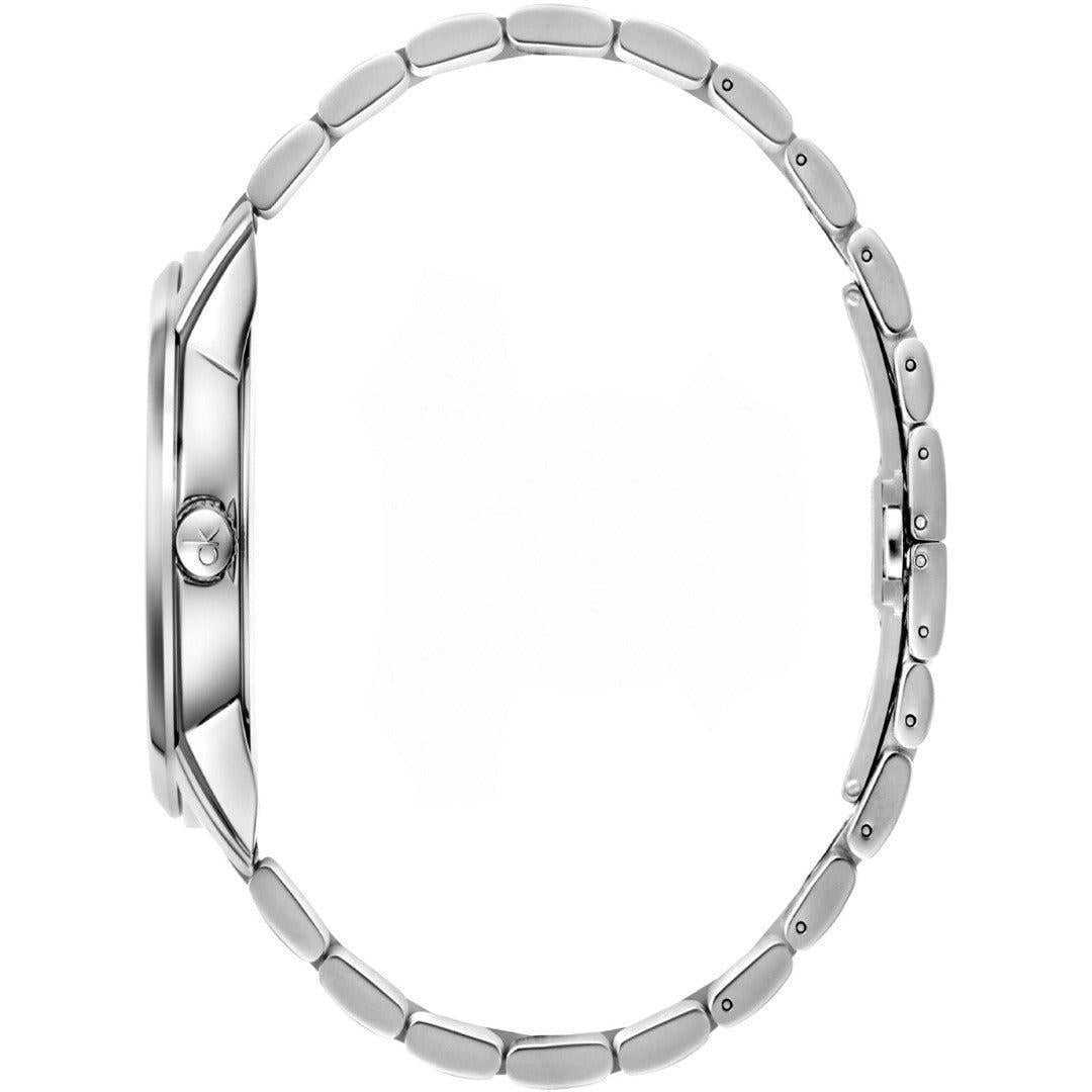 Calvin Klein Infinite Herrenuhr 42mm Swiss Made mit Edelstahlarmband und dunklem Zifferblatt, Automatikuhr, K5S3414Y