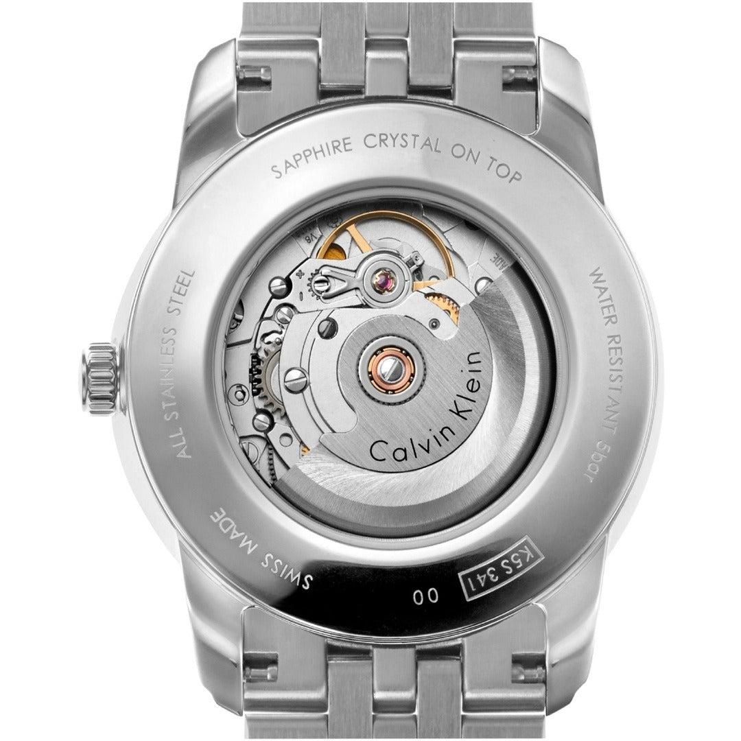 Calvin Klein Infinite Herrenuhr 42mm mit Edelstahlarmband, Swiss Made, Automatik-Uhr, elegantes Design, K5S3414Y