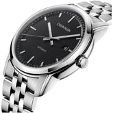 Calvin Klein Infinite Herrenuhr 42mm Swiss Made mit Edelstahlarmband und schwarzem Zifferblatt, Automatikuhr.