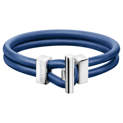 Calvin Klein Anchor Armband für Damen und Herren, Edelstahl und Leder, blauer Farbton, modisches Accessoire.