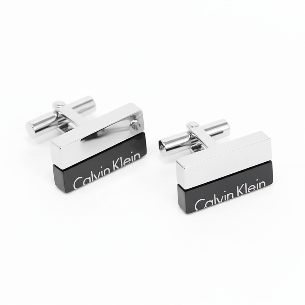 Calvin Klein Boost Manschettenknöpfe für Herren aus Edelstahl in Silber und Schwarz, elegante Accessoires für formelle Anlässe