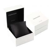 Calvin Klein Damenarmbanduhr mit minimalistischem Design, weißem Ziffernblatt und silbernem Armband