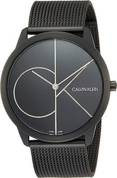 Calvin Klein Minimal Herrenuhr mit schwarzem Zifferblatt, 40mm Gehäuse, Swiss Made, elegante Herrenarmbanduhr.