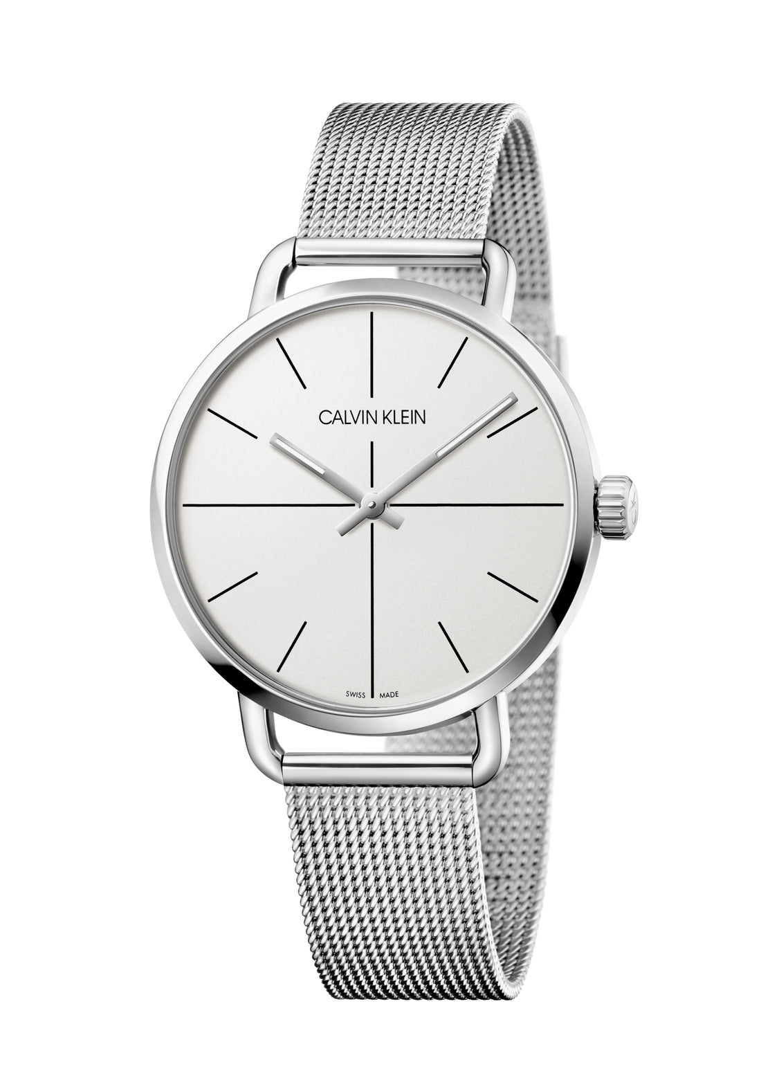 Calvin Klein Even Herrenuhr, 42mm Quarzuhr mit Swiss Made, elegantes Design, schwarzes Zifferblatt und Edelstahlarmband