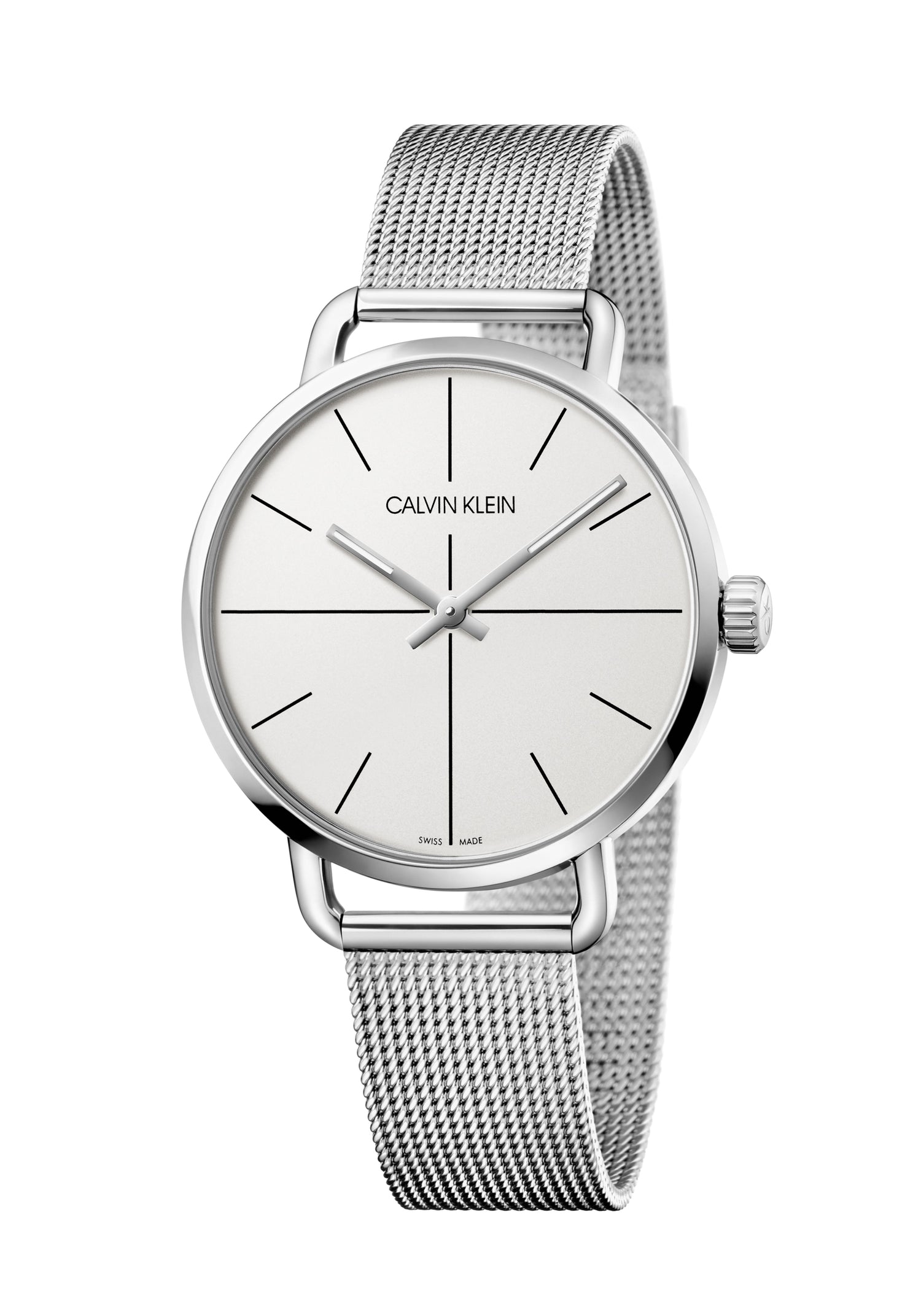 Calvin Klein Even Herrenuhr, 42mm Quarzuhr mit Swiss Made, elegantes Design, schwarzes Zifferblatt und Edelstahlarmband