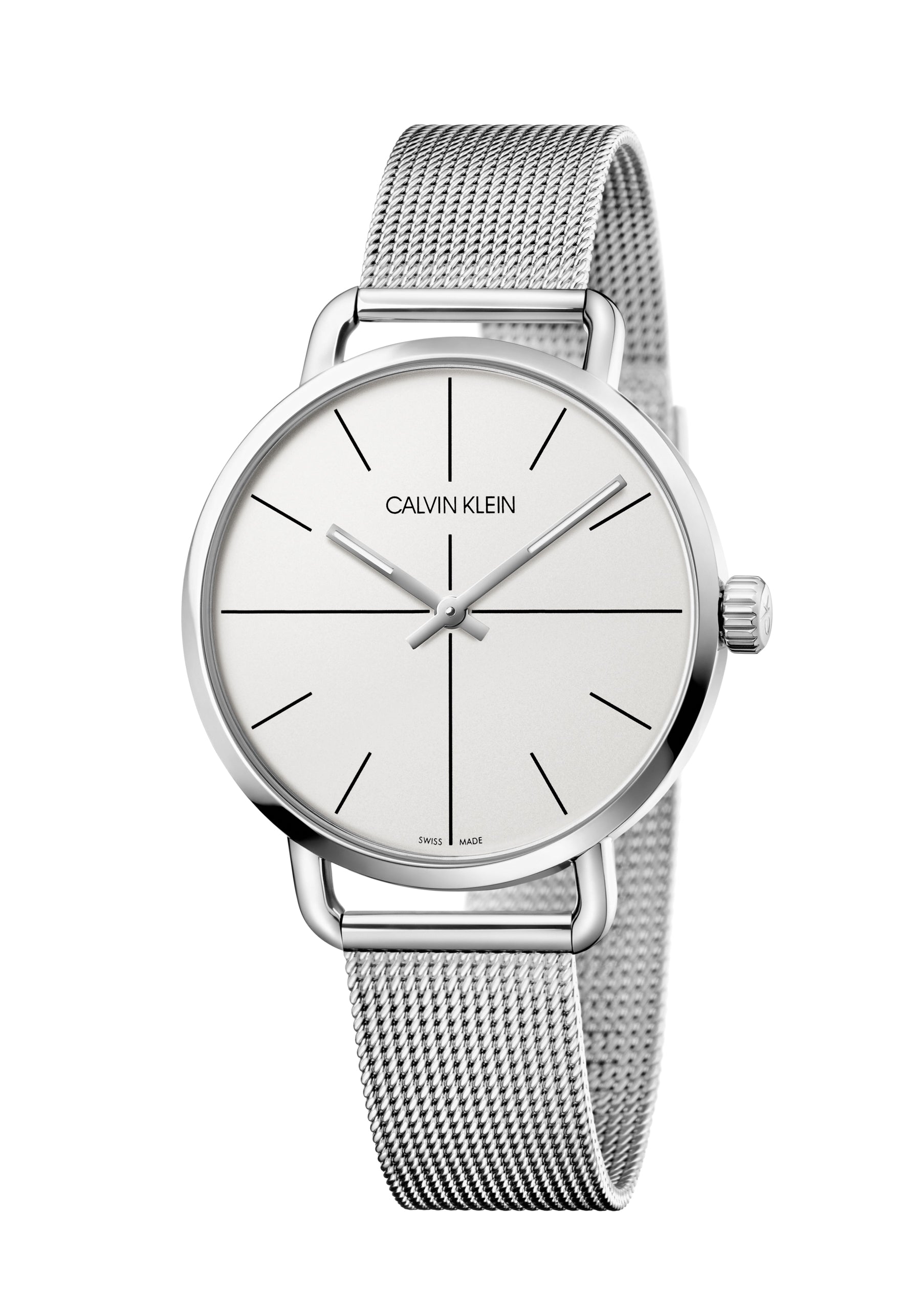 Calvin Klein Even Herrenuhr, 42mm Quarzuhr mit Swiss Made, elegantes Design, schwarzes Zifferblatt und Edelstahlarmband