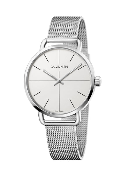Calvin Klein Even Herrenuhr, 42mm Quarzuhr mit Swiss Made, elegantes Design, schwarzes Zifferblatt und Edelstahlarmband