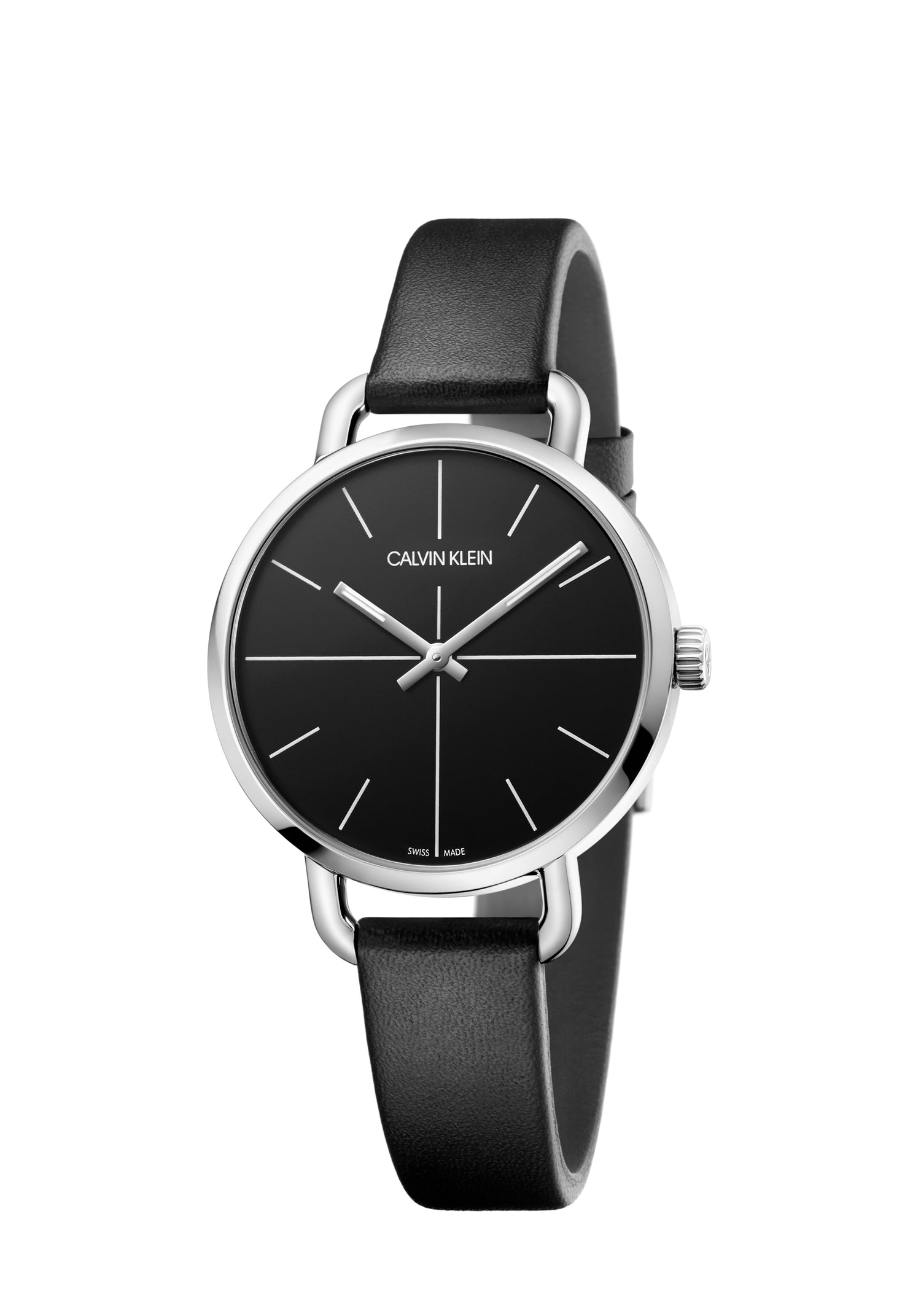 Calvin Klein Even Damenuhr, 36mm Quarz Uhr Swiss Made mit silbernem Zifferblatt und Edelstahlarmband.
