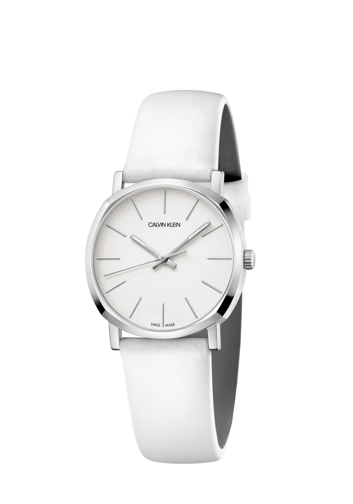 Calvin Klein Posh Damenuhr mit 32mm Gehäuse und Quarzwerk, Swiss Made, elegantes Design, silberfarbenes Zifferblatt