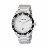 Calvin Klein Compass Herrenuhr mit Quarzwerk, 42mm Gehäuse, silbernes Zifferblatt, Swiss Made, elegante Armbanduhr für Männer