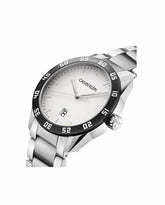 Calvin Klein Compass Herrenuhr, Quarzuhr mit silbernem Zifferblatt, 42mm Gehäuse, Swiss Made, elegante Armbanduhr für Männer