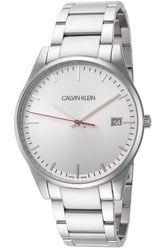 Calvin Klein Herrenuhr mit 40mm Quarzwerk, silbernes Zifferblatt und Edelstahlarmband, Swiss Made, stilvolles Design