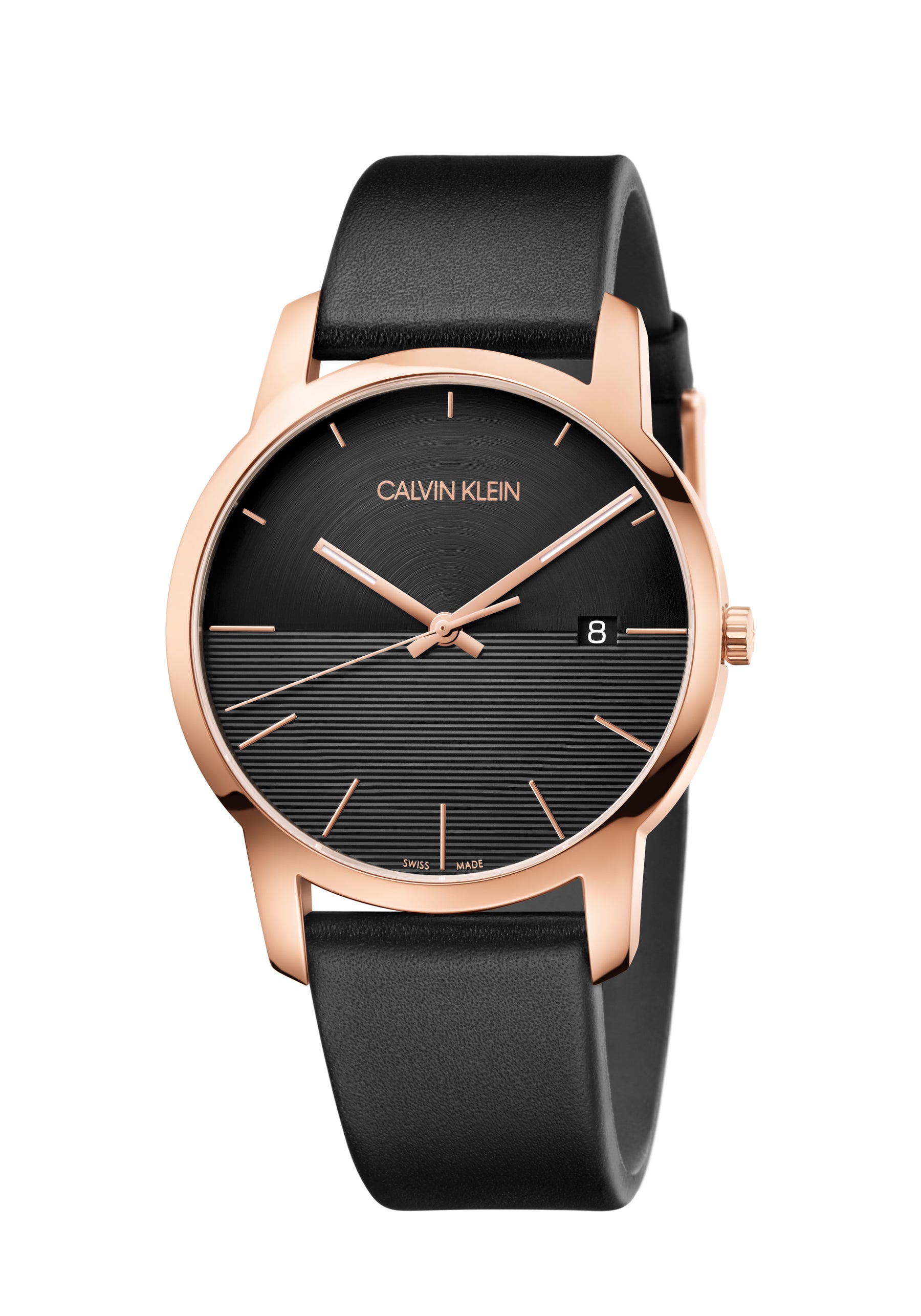 Calvin Klein City Herrenuhr mit 43mm Gehäuse, Quarz, Swiss Made, Edelstahlarmband, modernes Design, Modell K2G2G6CZ