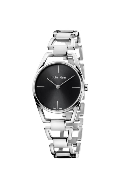 Calvin Klein Dainty Damenuhr mit 30mm Gehäuse, Quarzwerk, Swiss Made, elegantes Design, goldfarbenes Armband