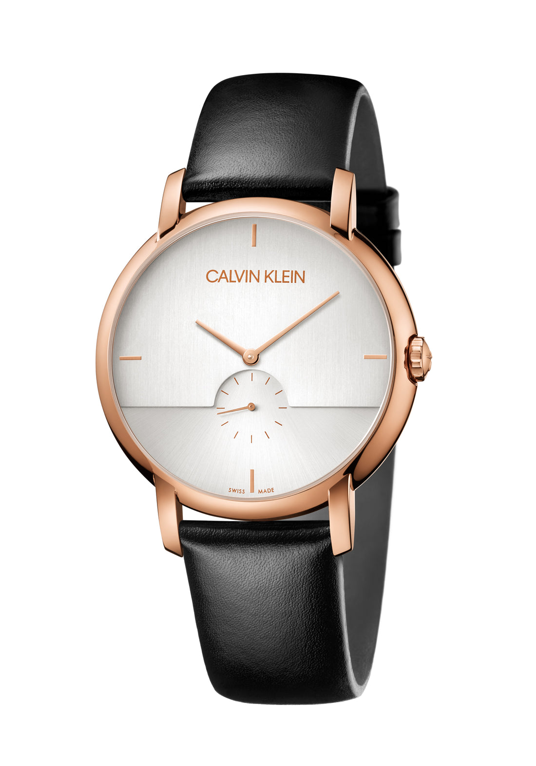 Calvin Klein Established Damenuhr mit 20mm Gehäuse, Quarzwerk, Swiss Made, stilvolles Design, silberfarbenes Zifferblatt und Armband