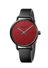 Calvin Klein Even Herrenuhr 42mm Quarzuhr mit Edelstahlgehäuse und schwarzem Zifferblatt, Swiss Made, stilvoll und modern.