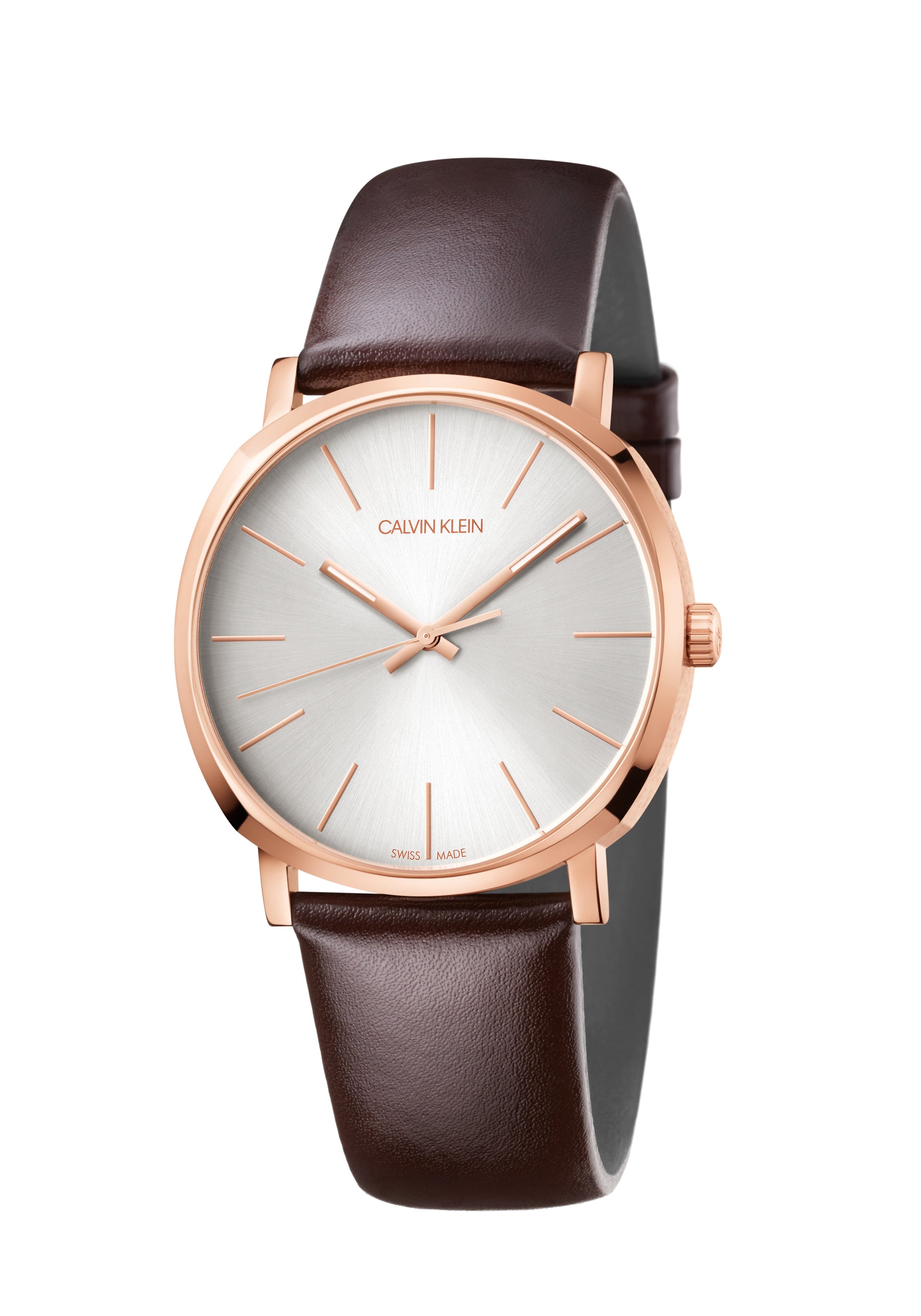Calvin Klein Posh Herrenuhr mit 40mm Gehäuse und Quarzwerk, Swiss Made, stilvoller Zeitmesser vor hellem Hintergrund
