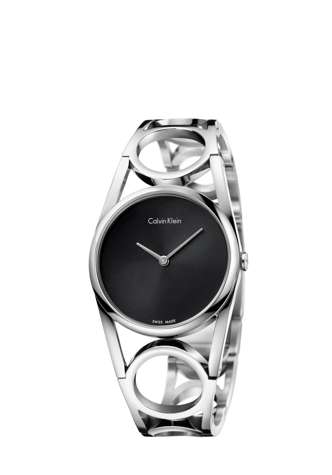 Calvin Klein Quarzuhr 50mm mit Schweizer Uhrwerk, schwarzes Zifferblatt und Edelstahlarmband, stilvolle Herrenuhr