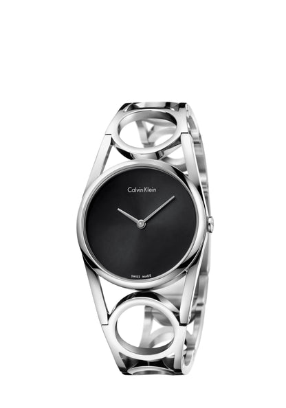 Calvin Klein Quarzuhr 50mm mit Schweizer Uhrwerk, schwarzes Zifferblatt und Edelstahlarmband, stilvolle Herrenuhr
