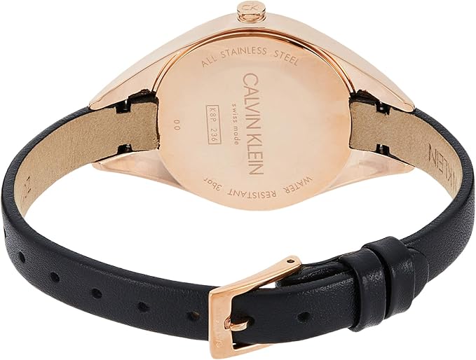 Calvin Klein Rebel Damenuhr 29mm Quarzuhr Swiss Made mit Edelstahlarmband und schwarzem Zifferblatt