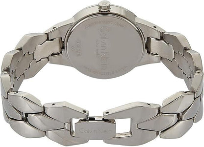 Calvin Klein Snake Damenuhr mit 28mm Quarzwerk, Swiss Made, elegantes Design, goldfarbenes Armband und Zifferblatt.