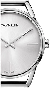 Calvin Klein Stately Quarzuhr mit 33mm Gehäuse, Swiss Made, elegant Armbanduhr für Damen, schwarz-weißes Zifferblatt.
