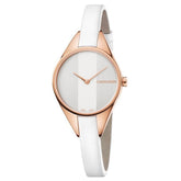 Calvin Klein Rebel Damenuhr mit 29mm Gehäuse, Silbergraues Zifferblatt, Quarzwerk, Swiss Made, elegante Damenuhr