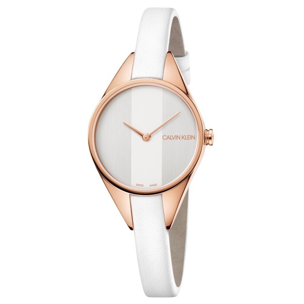 Calvin Klein Rebel Damenuhr mit 29mm Gehäuse, Silbergraues Zifferblatt, Quarzwerk, Swiss Made, elegante Damenuhr