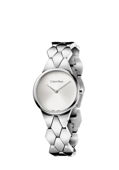 Calvin Klein Snake Damenuhr, 28mm Quarzuhr mit Schweizer Herstellung, elegantes Design, Edelstahlarmband und Zifferblatt.
