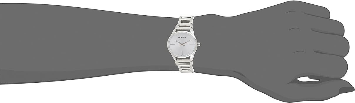 Calvin Klein Stately Quarzuhr 33mm Swiss Made mit elegantem Zifferblatt und Edelstahlarmband, hochwertig und stilvoll.