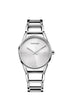 Calvin Klein Stately Quarzuhr 33mm Swiss Made mit Edelstahlgehäuse und Lederarmband, elegante Damenuhr.