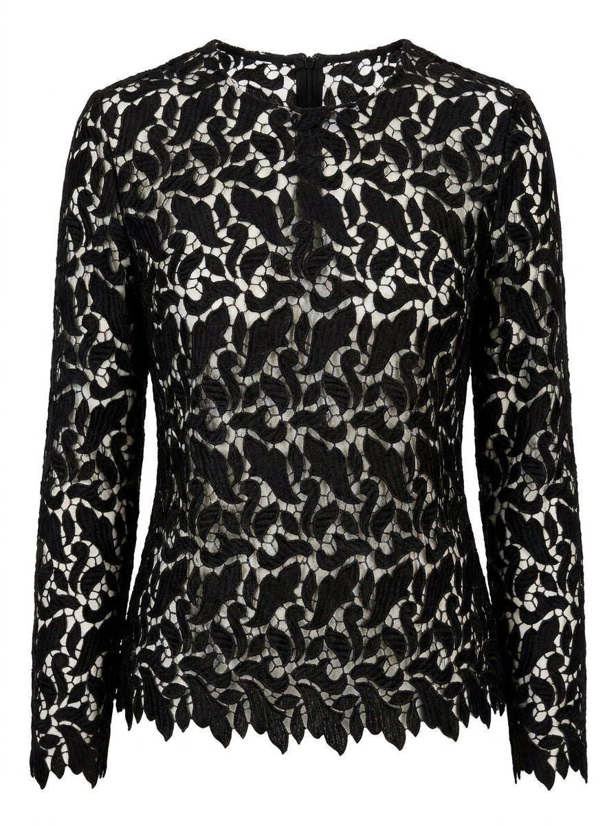 Emporio Armani Bluse Schwarz Creme Spitze — ghost