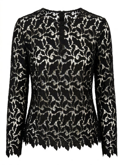 Emporio Armani Bluse Schwarz Creme Spitze — ghost