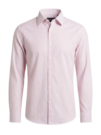Emporio Armani Herrenhemd Rot-Weiß gestreift — ghost
