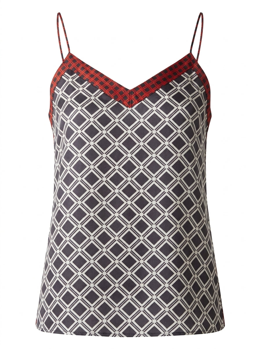 Armani Jeans Top Spagettiträger Geometrisch — ghost