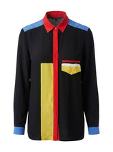 Versace Bluse Schwarz Rot Gelb Blau Colorblock — ghost