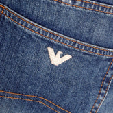 Herren-Jeans von Emporio Armani J21, Regular Fit, blaue Denim-Hose mit W31/L34, sichtbare Details und Nähte