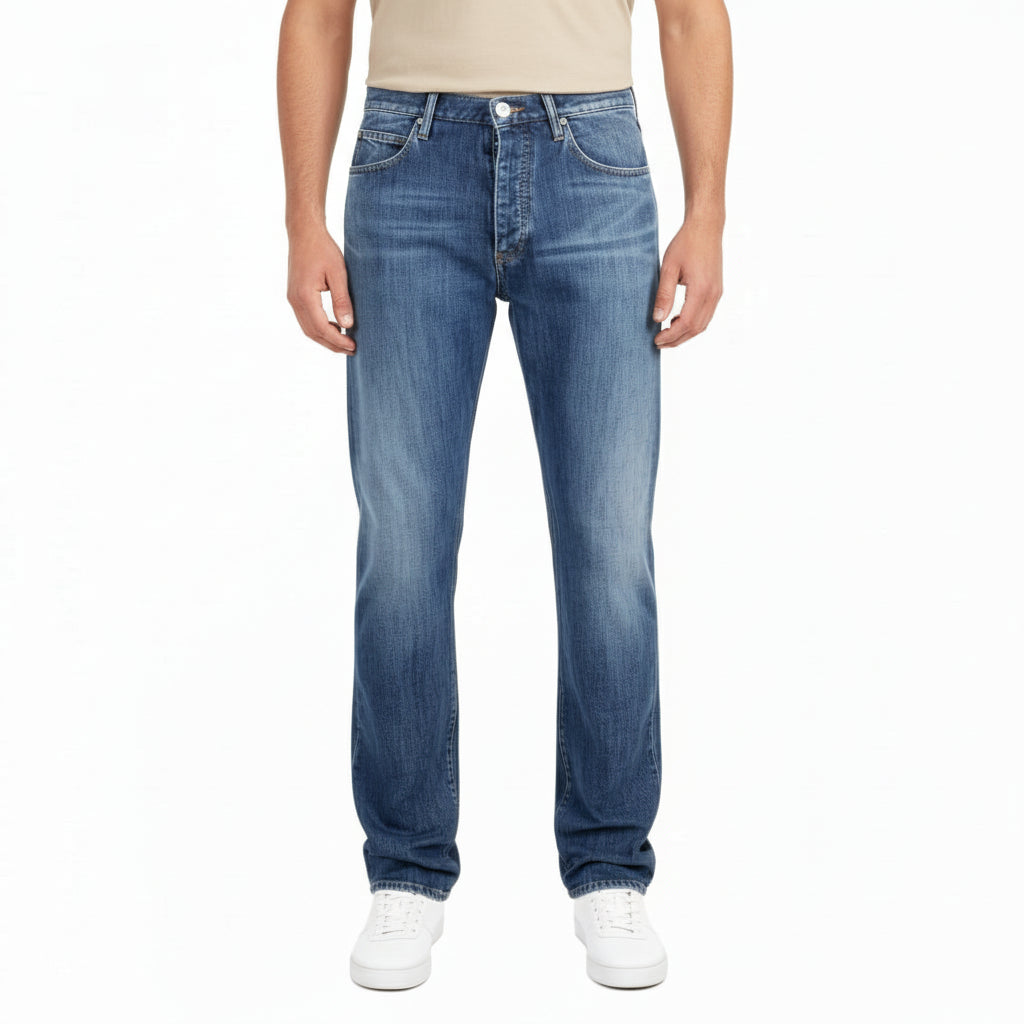 Herren-Jeans von Emporio Armani J21 im Regular Fit, in Blau mit W34/L34, normale Passform und klassische Denim-Optik