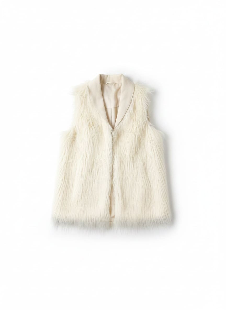 Armani Jeans Weste Damen Kunstpelz Creme