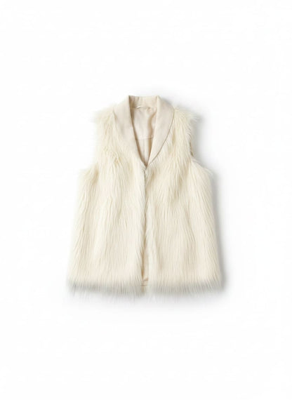 Armani Jeans Weste Damen Kunstpelz Creme