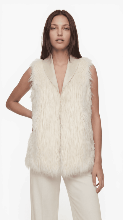 Armani Jeans Weste Damen Kunstpelz Creme