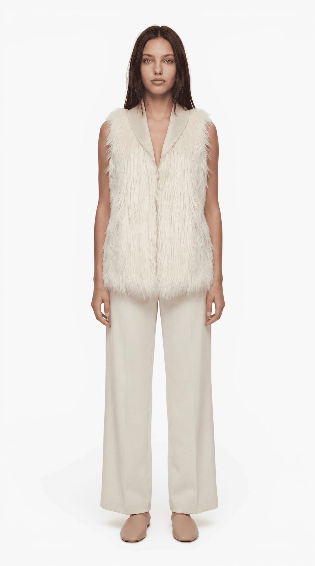 Armani Jeans Weste Damen Kunstpelz Creme