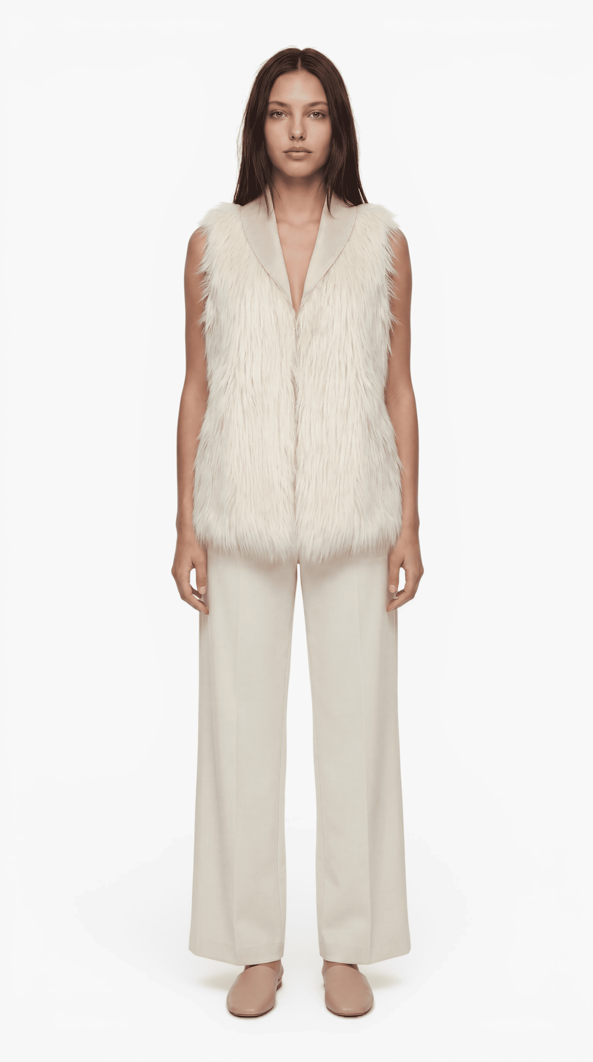 Armani Jeans Weste Damen Kunstpelz Creme