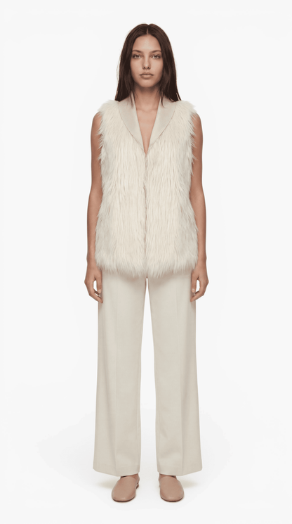 Armani Jeans Weste Damen Kunstpelz Creme
