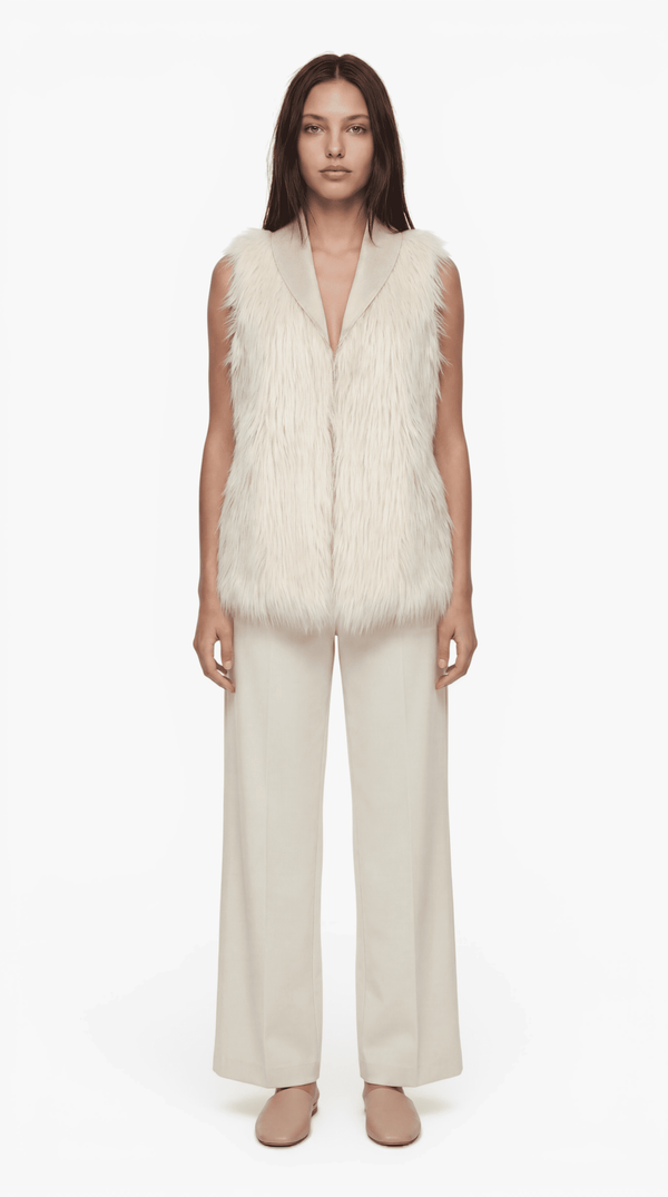 Armani Jeans Weste Damen Kunstpelz Creme