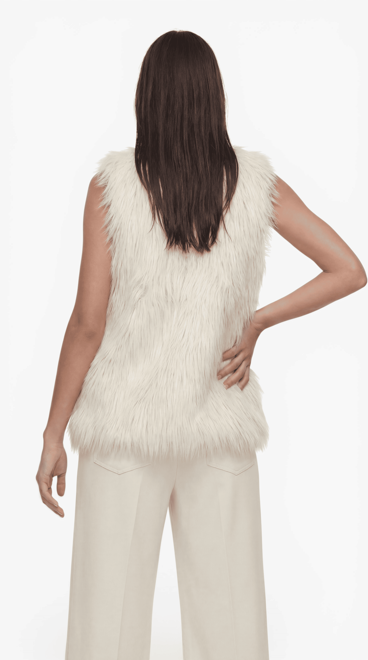 Armani Jeans Weste Damen Kunstpelz Creme