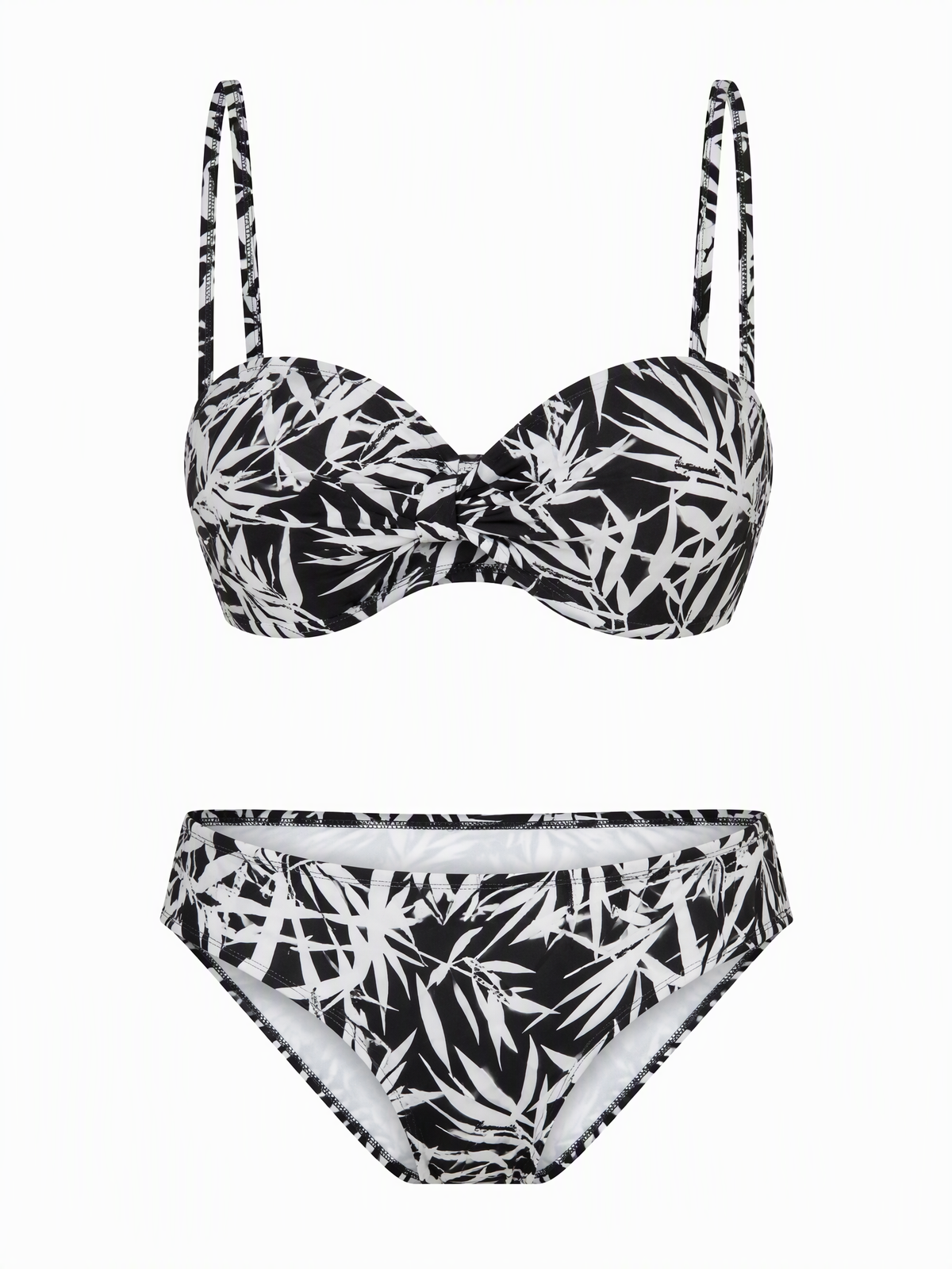 Emporio Armani Bikini Damen Schwarz Weiß Blattmuster — ghost