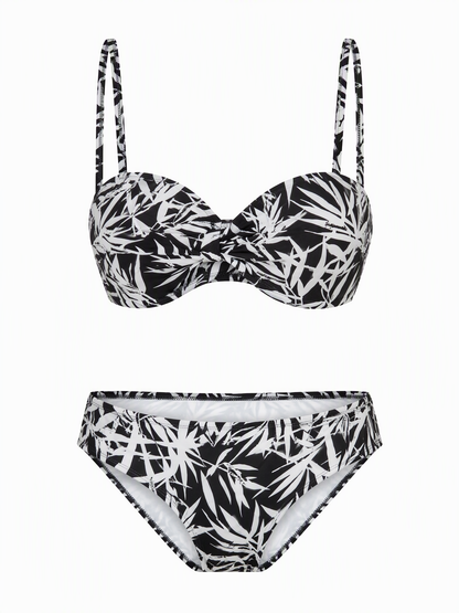 Emporio Armani Bikini Damen Schwarz Weiß Blattmuster — ghost
