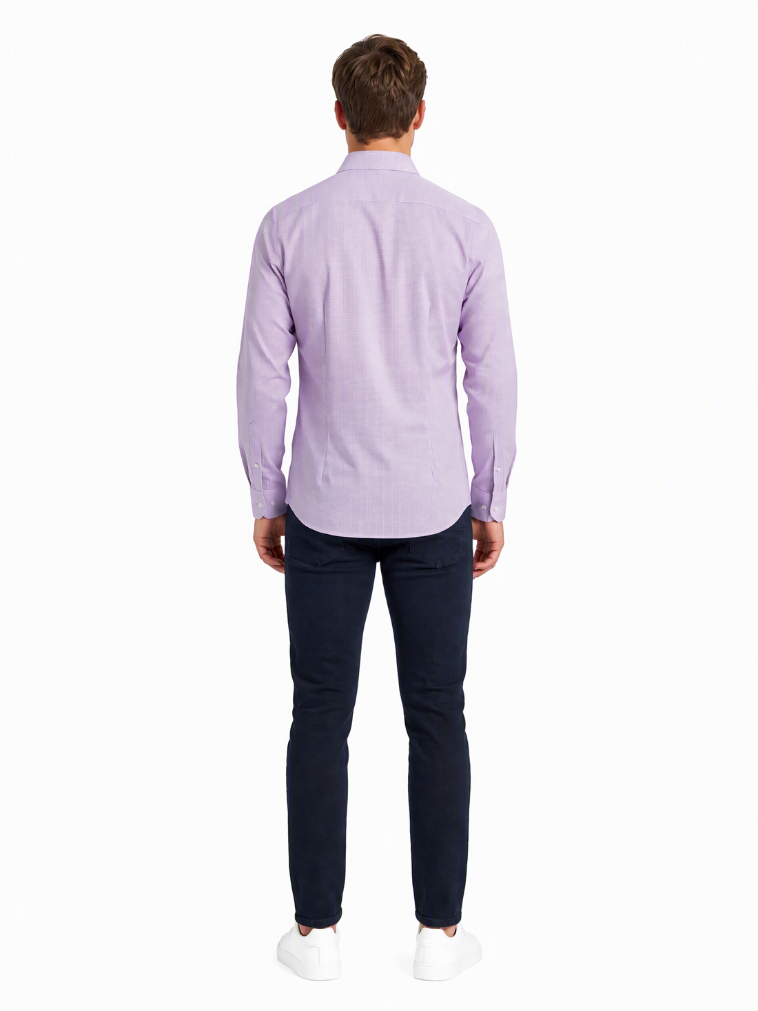 Emporio Armani Herrenhemd Weiß Rot Kariert — on model