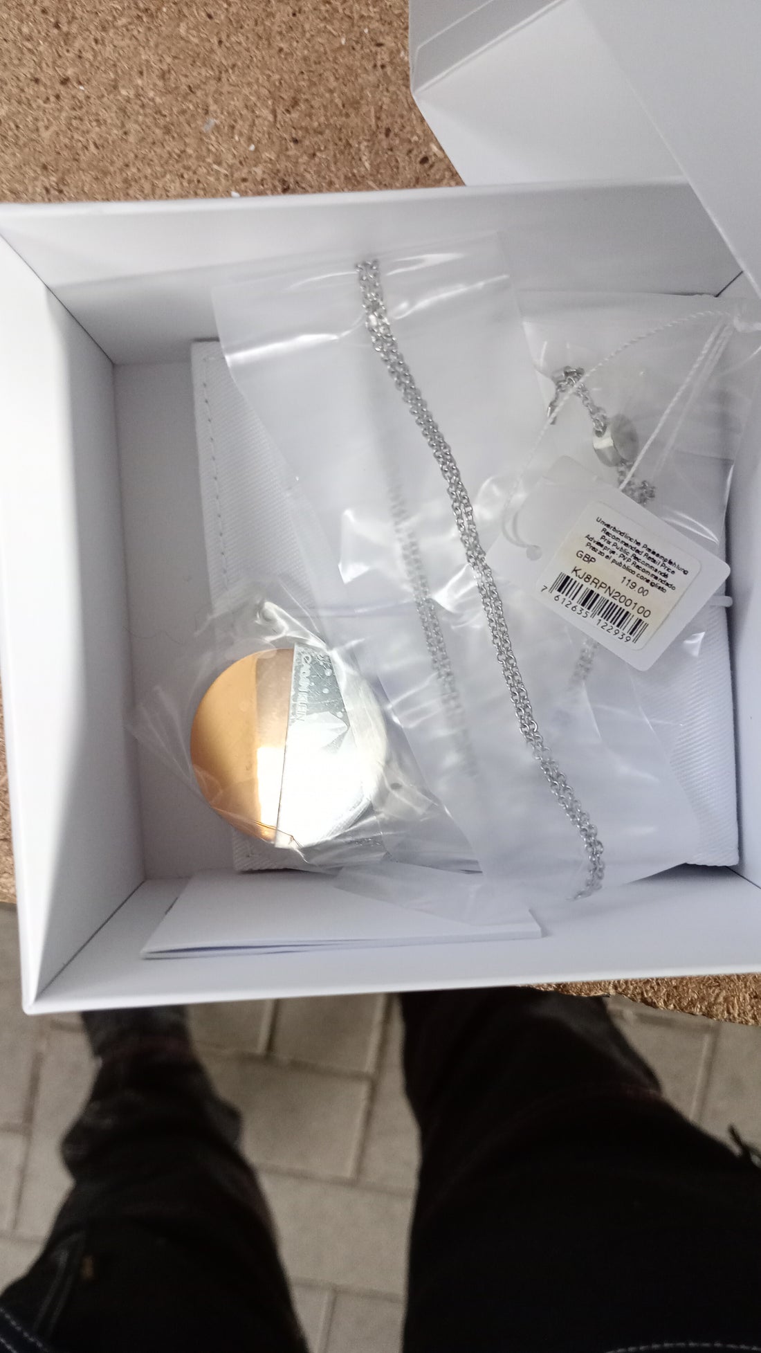 BICO N-Lace Halskette Silber Gold mit Tropfen-Anhänger